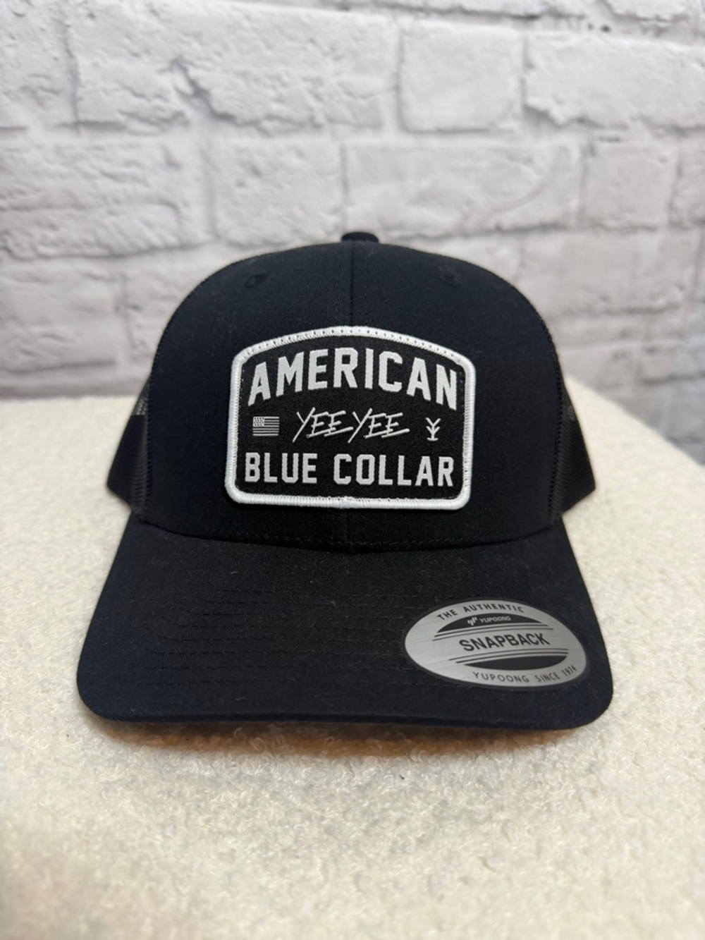 American Blue Collar Black Snapback Hat